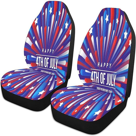 4th Of July Car Seat Covers Happy 4th Of July Flying Star Pattern Seat Covers Blue Red