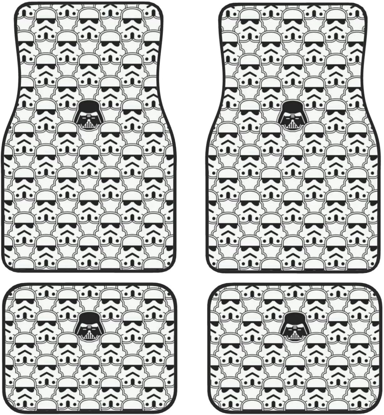 SW Car Mats SW Stormtrooper Darth Vader Doodle Pattern Car Floor Mats Black White