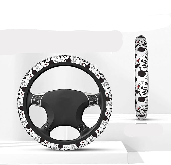 MM Steering Wheel Cover DN MM Face And Name Pattern Driving Wheel Cover White