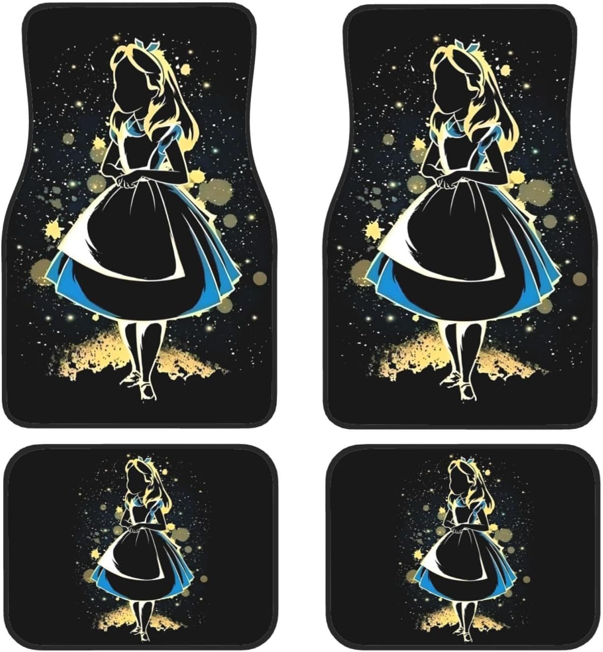 Alice In Wonderland Car Mats Alice In Wonderland Silhouette Graphic Car Floor Mats Black