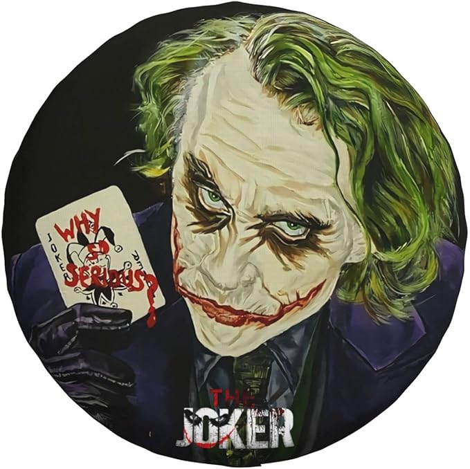 Joker Spare Tire Cover DC Joker With Card Why So Serious Tire Covers Black Green