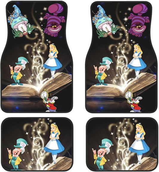 Alice In Wonderland Car Mats Alice Cheshire Cat Mad Hatter Rabbit Car Floor Mats Colorful