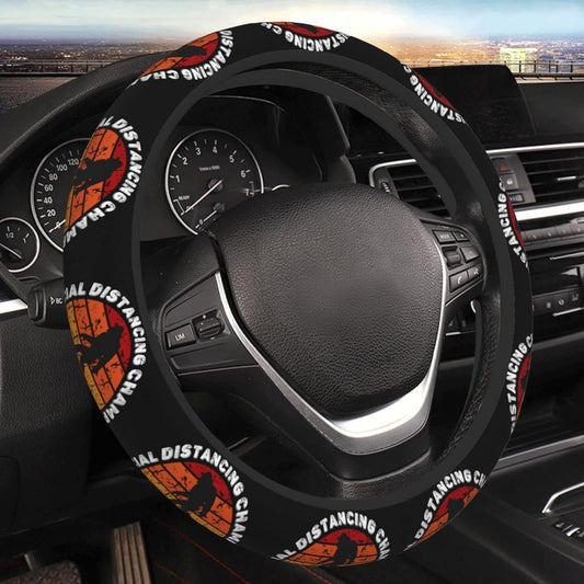 Bigfoot Steering Wheel Cover Bigfoot Social Distancing Champion Driving Wheel Cover Black Orange