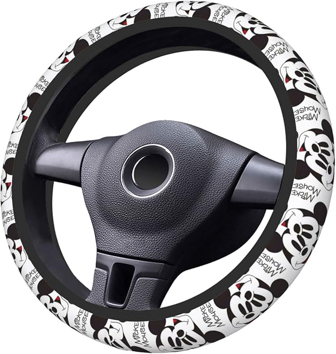 MM Steering Wheel Cover DN MM Face And Name Pattern Driving Wheel Cover White