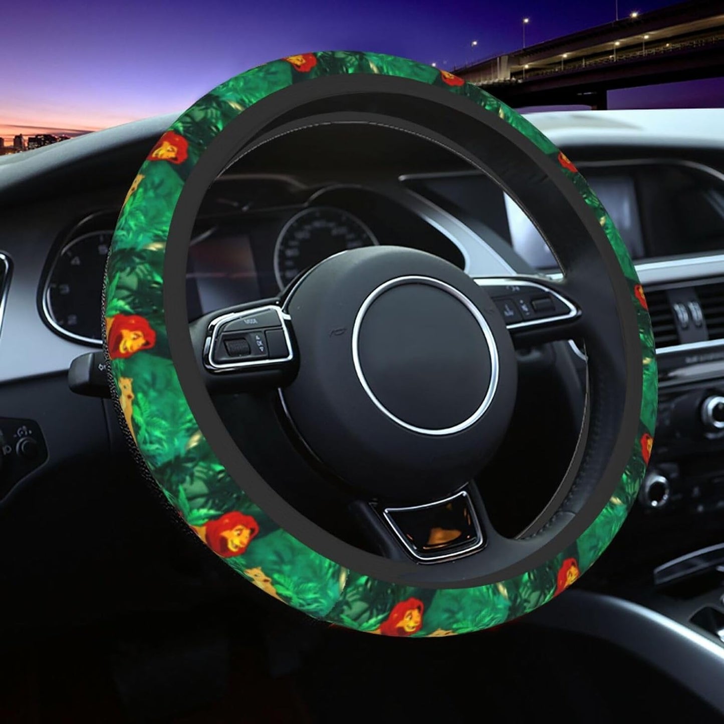 LK Steering Wheel Cover Simba Meets Nala Again Driving Wheel Cover Colorful