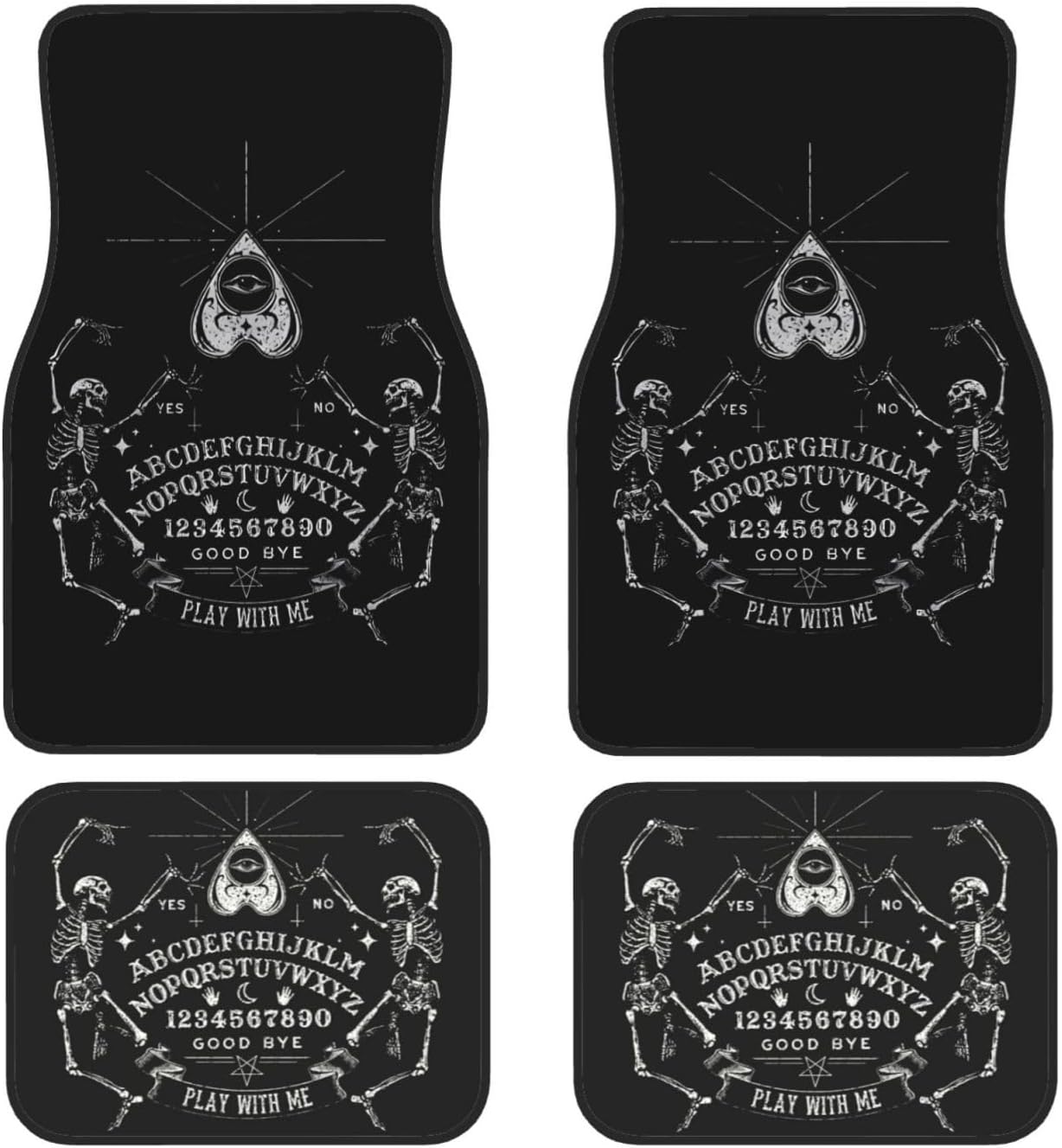 Halloween Car Mats Halloween Vintage Skeleton Magic Ouija Pattern Car Floor Mats Black