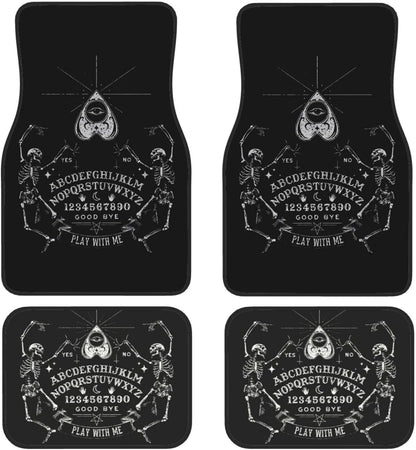 Halloween Car Mats Halloween Vintage Skeleton Magic Ouija Pattern Car Floor Mats Black