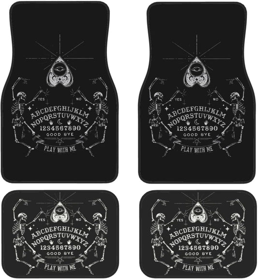 Halloween Car Mats Halloween Vintage Skeleton Magic Ouija Pattern Car Floor Mats Black