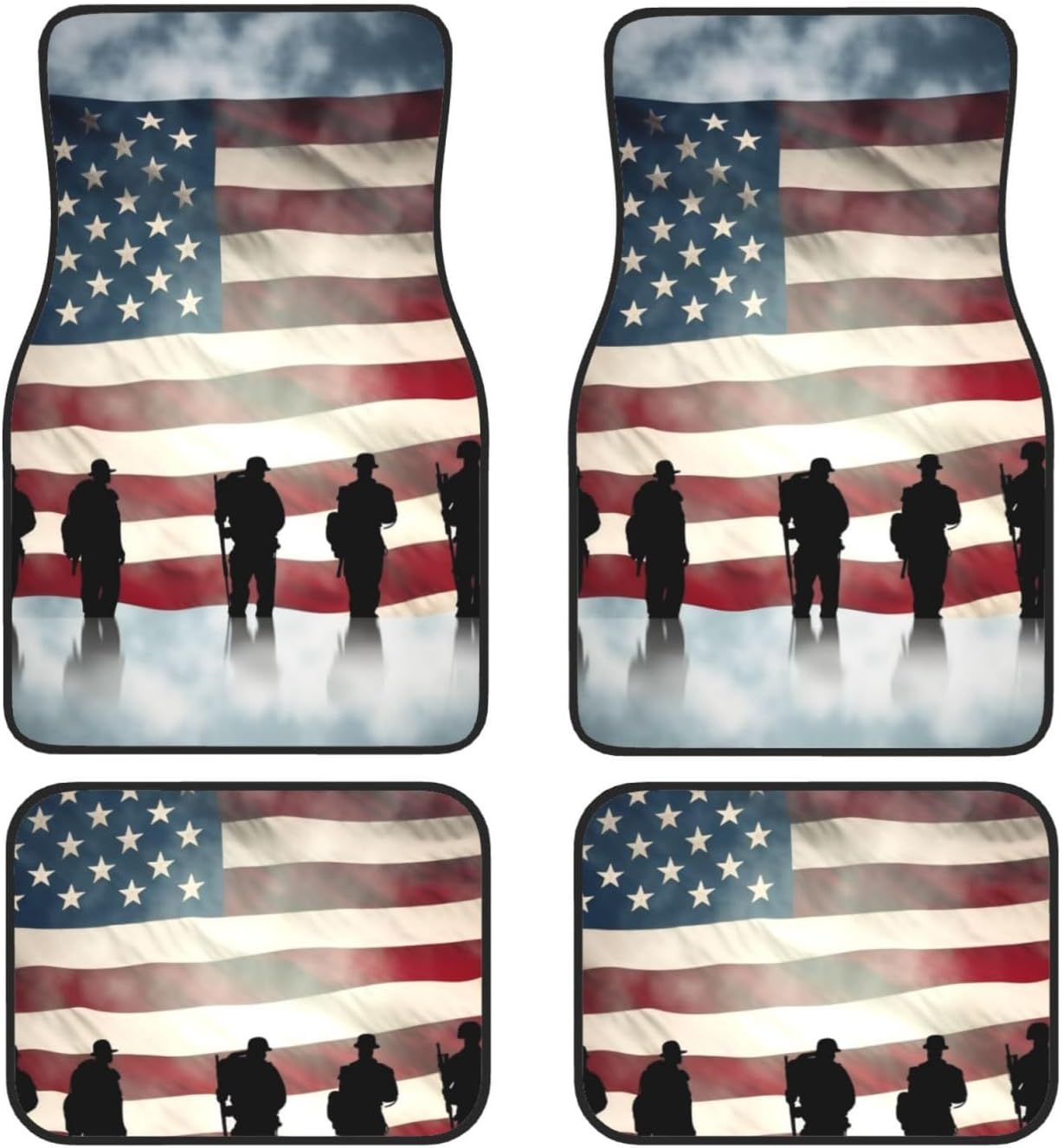 Veteran Car Mats American Flag Veterans In The Misk Car Floor Mats Gray