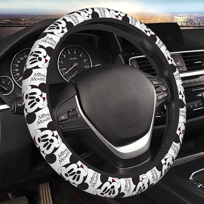 MM Steering Wheel Cover DN MM Face And Name Pattern Driving Wheel Cover White