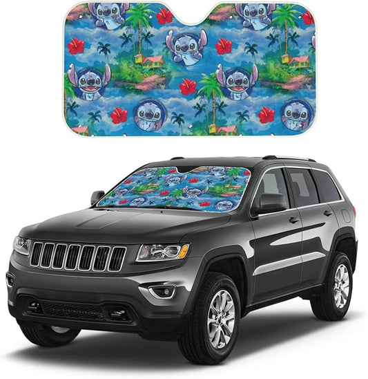 Stitch Car Sun Shade Stitch Home Island Pattern Winshield Sun Shade Blue