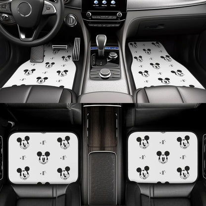 MM Car Mats DN MM Blinking Eyes Head Pattern Car Floor Mats Black White