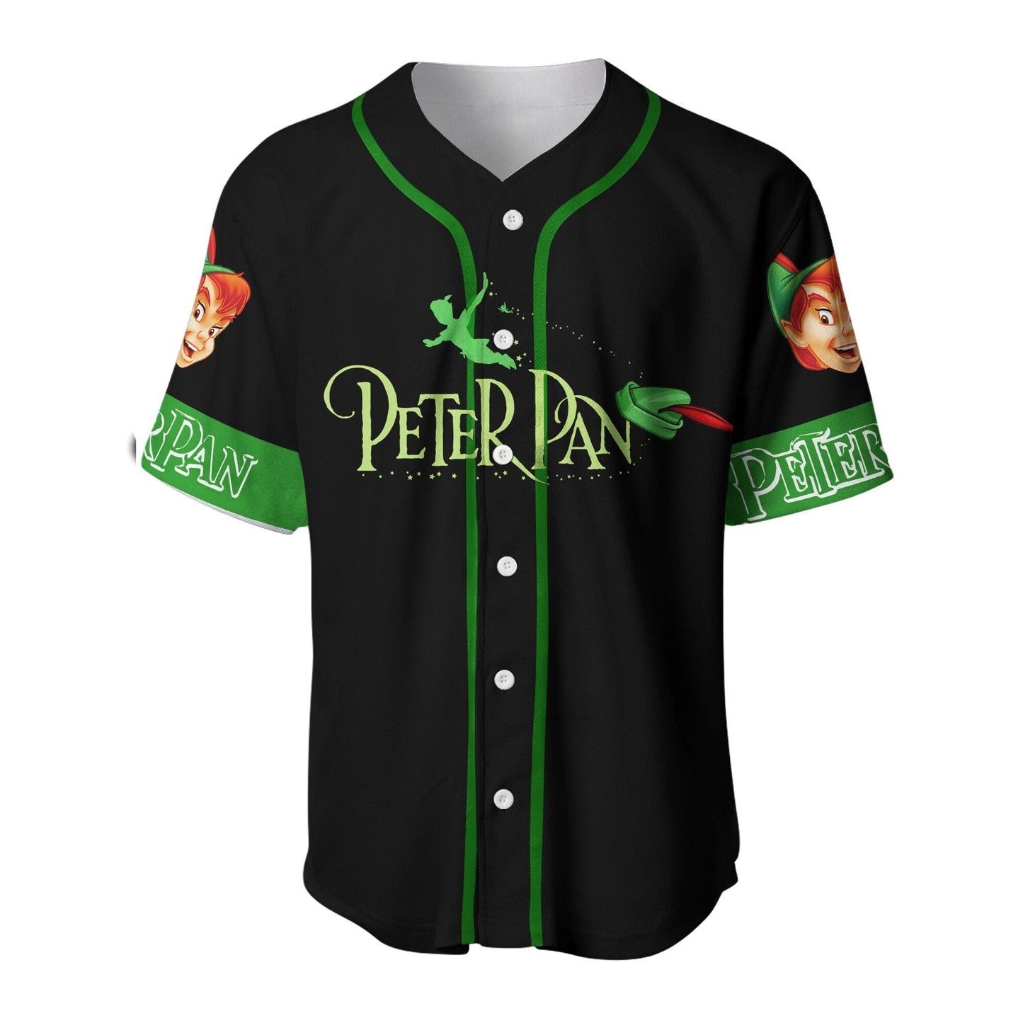 Disney Jersey Disney Peter Pan Playing As Pitcher Graphic Green Black Jersey Shirt Disney Baseball Jersey Peter Pan Baseball Jersey