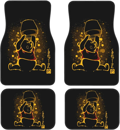 WTP Car Mats Pooh Finding Honey Silhouette Car Floor Mats Black Yellow