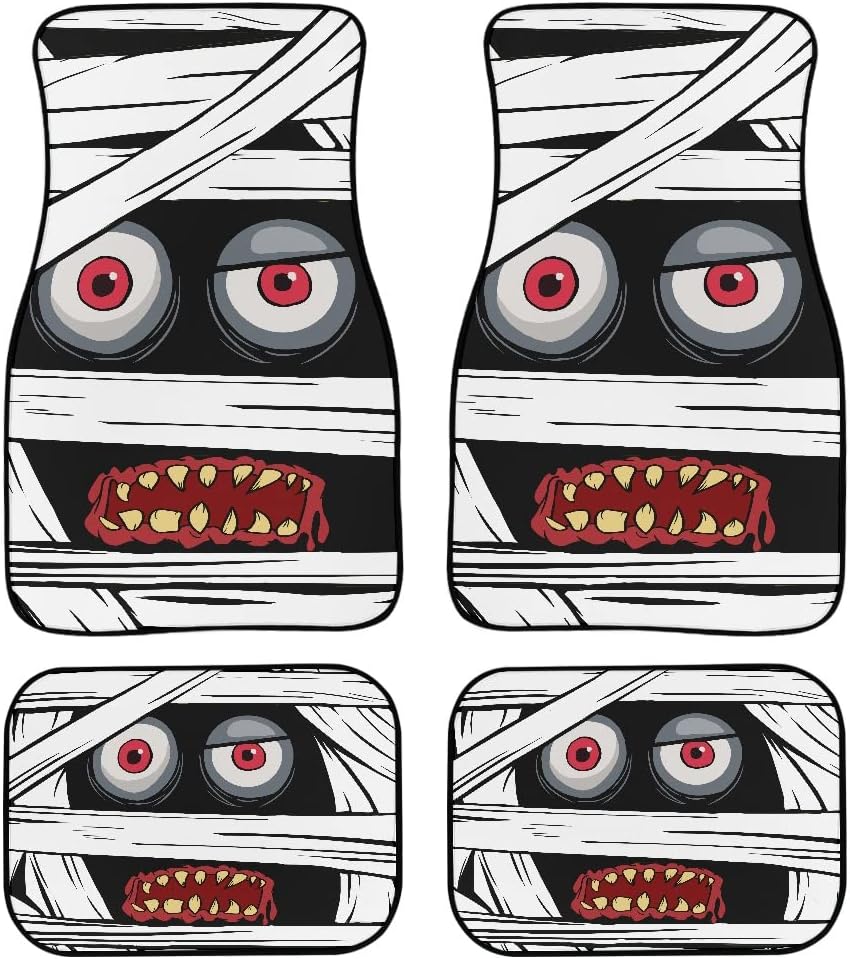 Halloween Car Mats Halloween Scary Mummy Face Car Floor Mats Black White