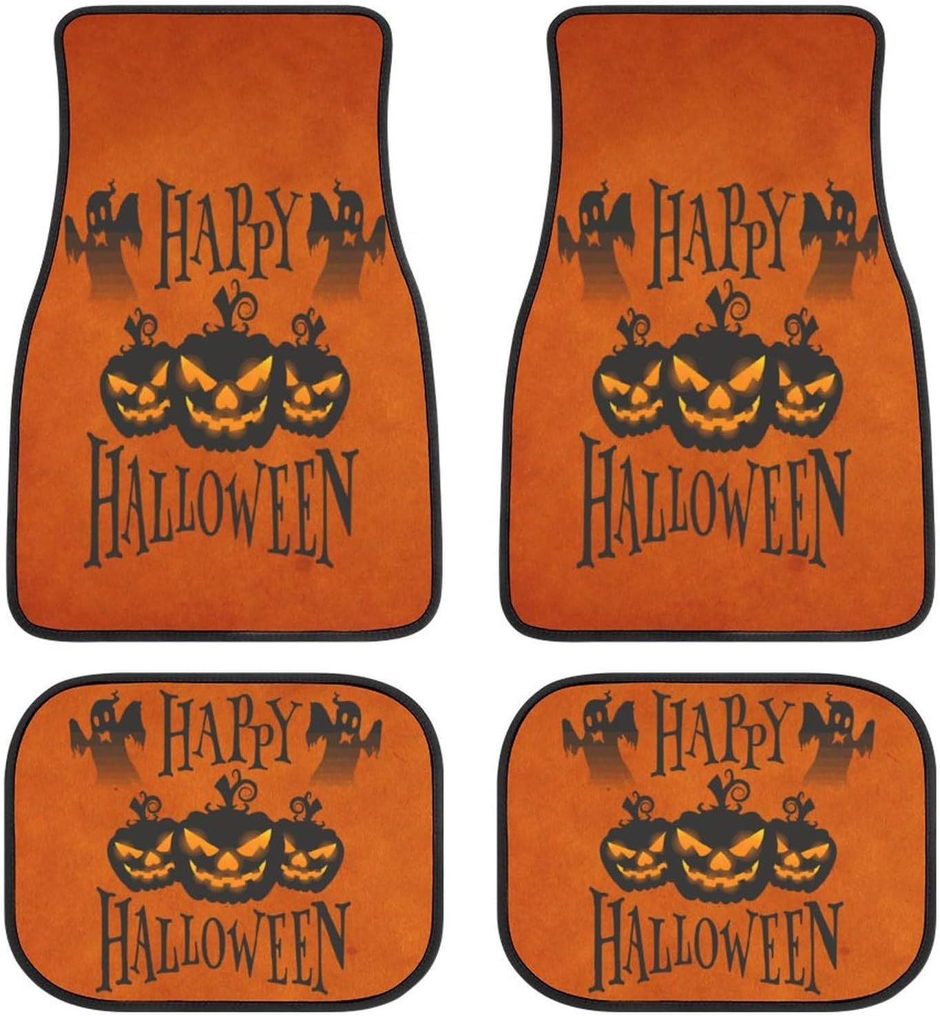 Halloween Car Mats Happy Halloween Cute Pumpkin Ghost Car Floor Mats Black Orange