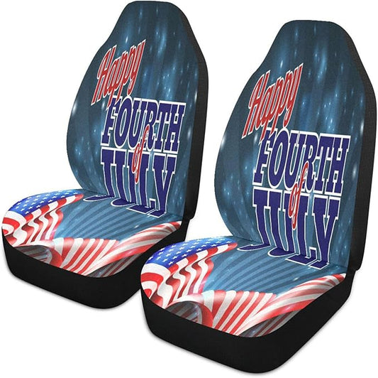 4th Of July Car Seat Covers Happy 4th Of July American Flag Seat Covers Blue Red