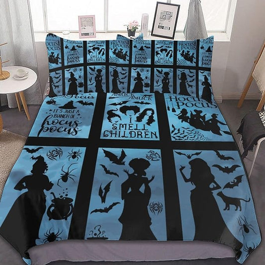 Hocus Pocus Bedding Set Amuck Amuck I Smell Children Duvet Covers Black Blue Unique Gift