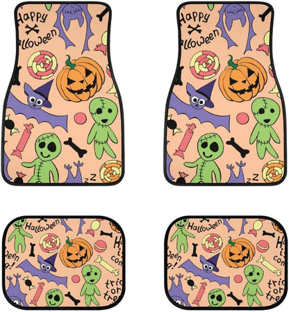 Halloween Car Mats Happy Halloween Doll Bat Pumpkin Pattern Car Floor Mats Colorful