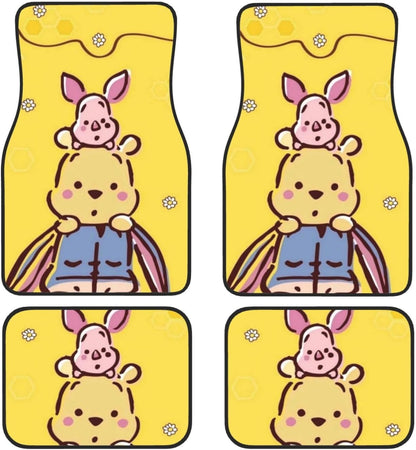 WTP Car Mats Cute Pooh Eeyore Piglet Graphic Car Floor Mats Yellow