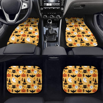 Halloween Car Mats Halloween Ghost Pumpkin Witch Hat Spider Car Floor Mats Orange