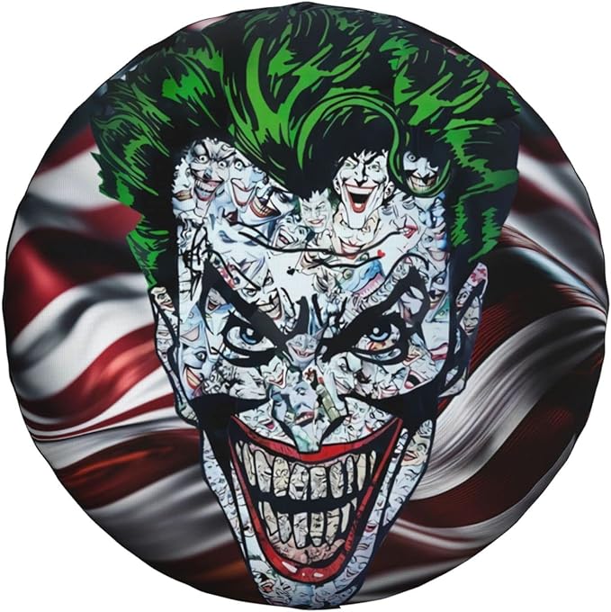 Joker Spare Tire Cover DC Joker Face Doodle Pattern American Flag Tire Covers Colorful