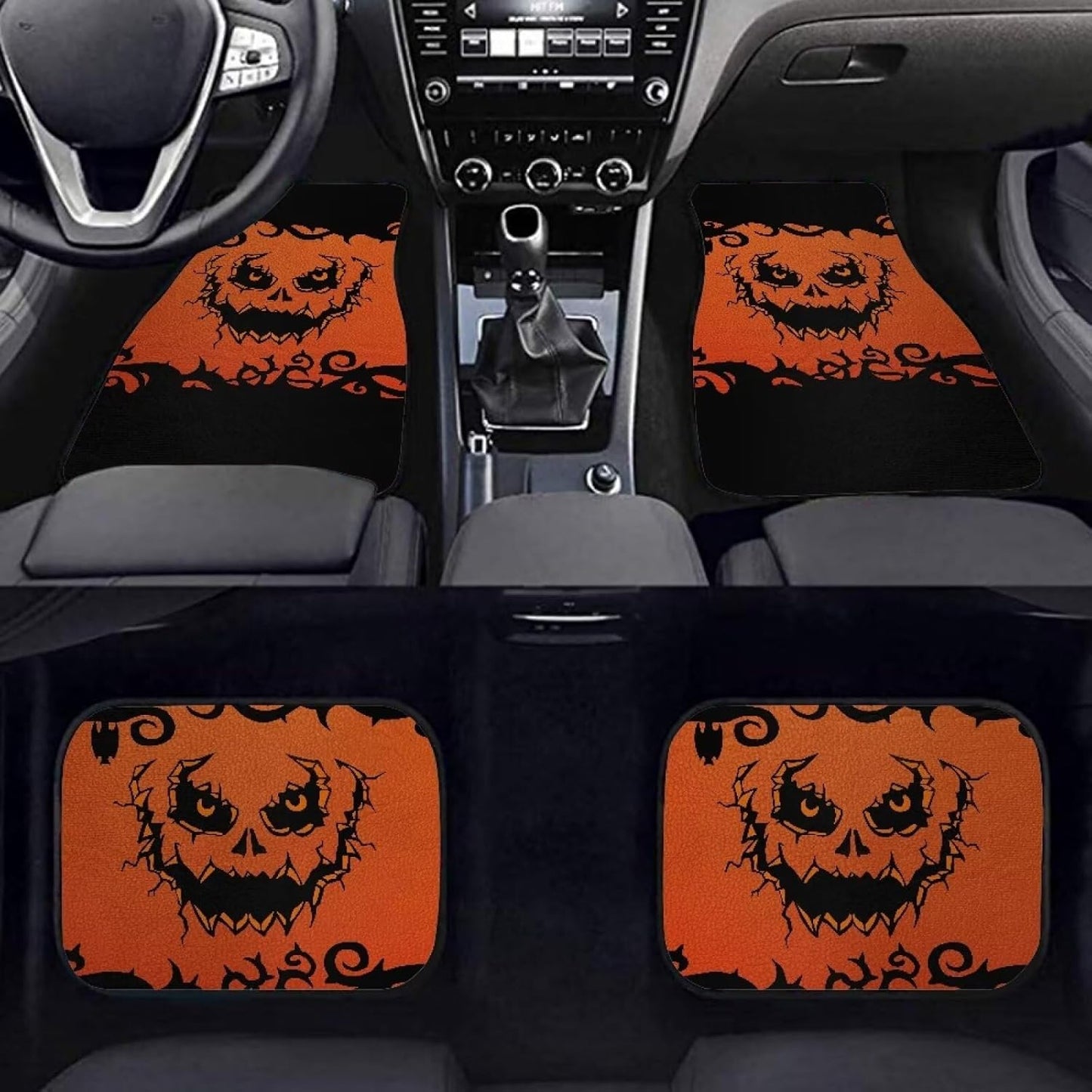 Halloween Car Mats Halloween Scary Pumpkin Ghost Car Floor Mats Black Orange