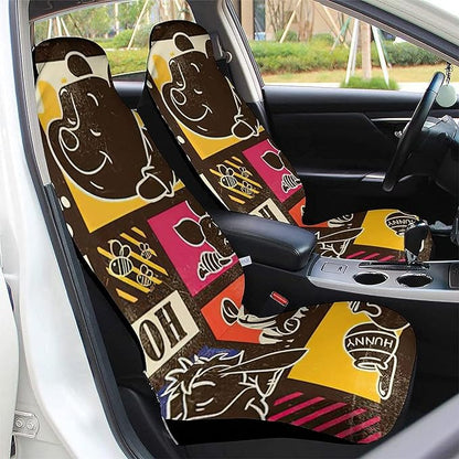 WTP Car Seat Covers Pooh Piglet Tigger Silhouette Seat Covers Brown Red