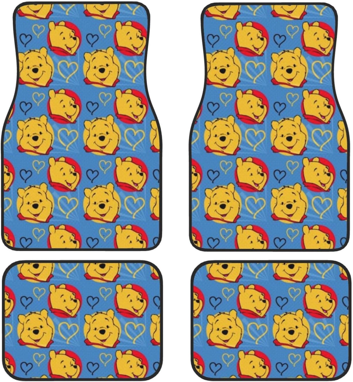 WTP Car Mats Happy Pooh Heart Pattern Car Floor Mats Blue