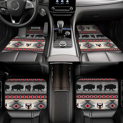 Native American Car Mats Native American Indian Bull Silhoutte Pattern Car Floor Mats Colorful