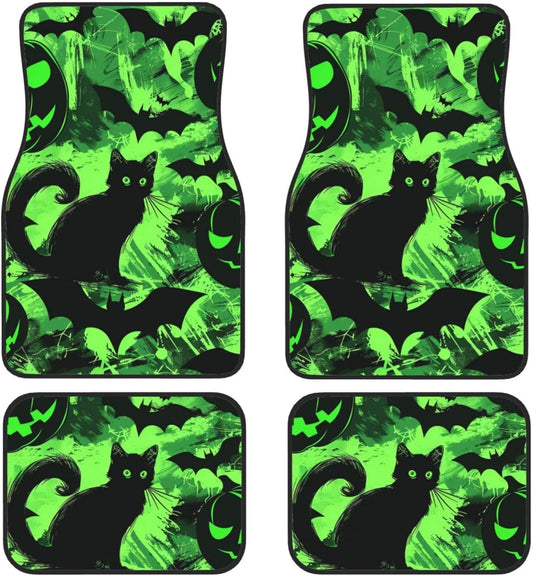 Halloween Car Mats Halloween Ghost Cat Horror Bat Pumpkin Car Floor Mats Black Green