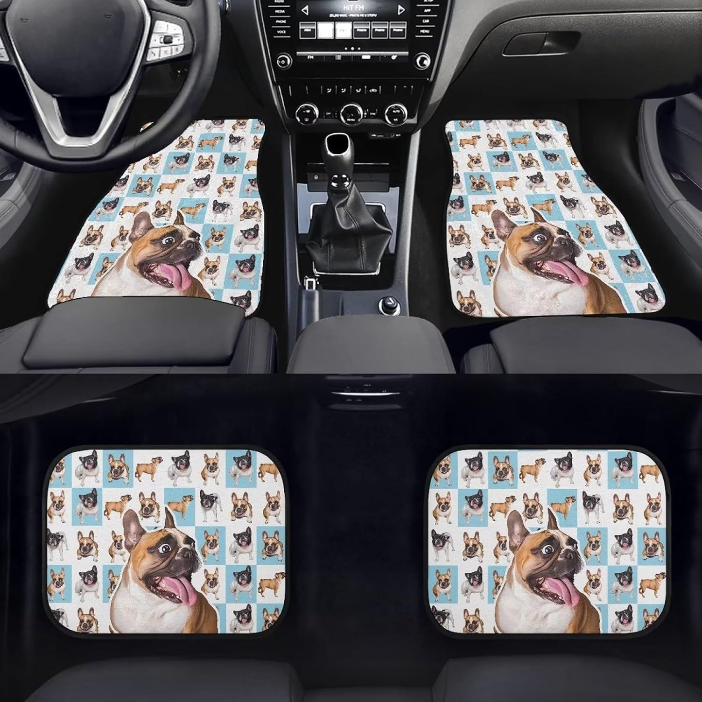 Dog Car Floor Mats Funny Puppy Pug Dog Happy Face Car Mats