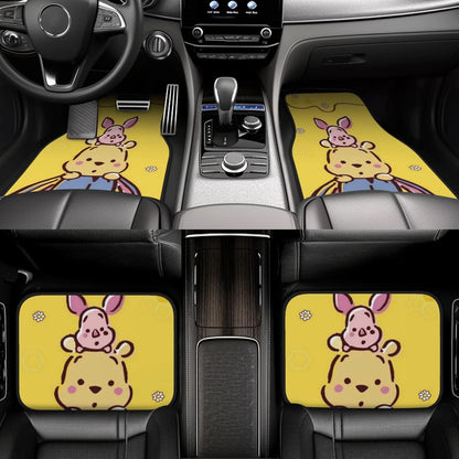 WTP Car Mats Cute Pooh Eeyore Piglet Graphic Car Floor Mats Yellow