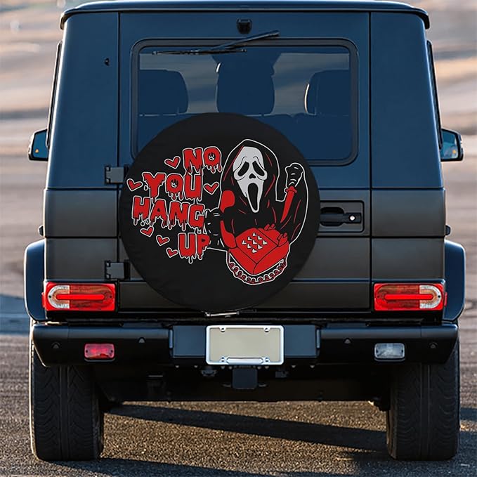 Horror Spare Tire Cover The Scream Ghost No You Hand Up Tire Covers Black Red