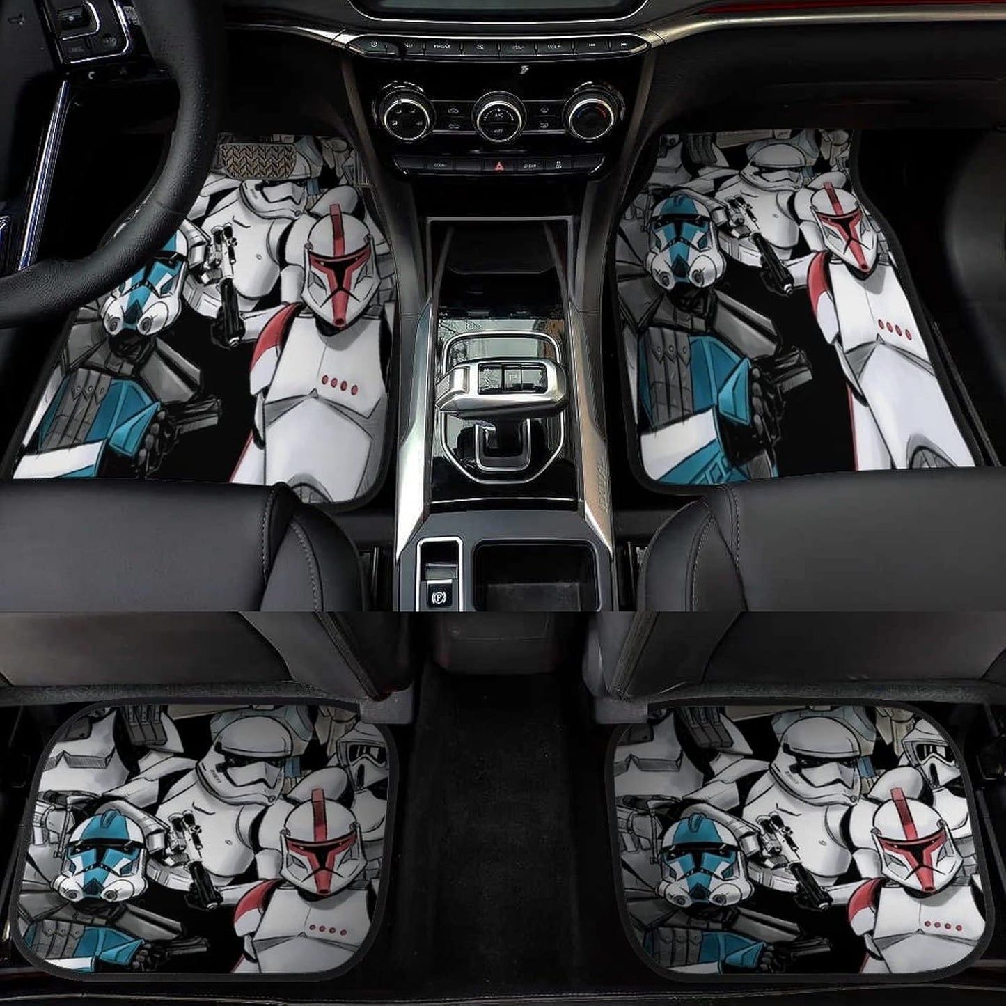 SW Car Mats SW All Types Stormtrooper Graphic Car Floor Mats White Gray