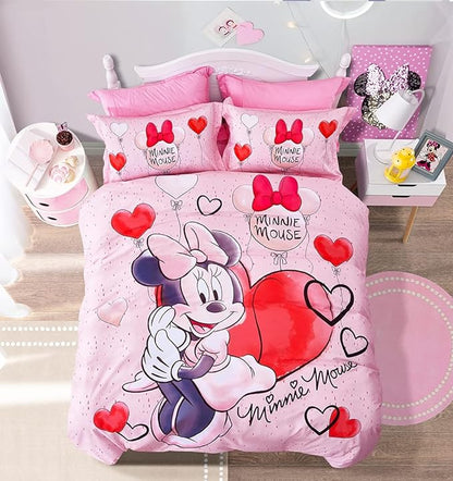 Minnie Bedding Set DN Minnie Heart Balloons Pattern Duvet Covers Pink Unique Gift