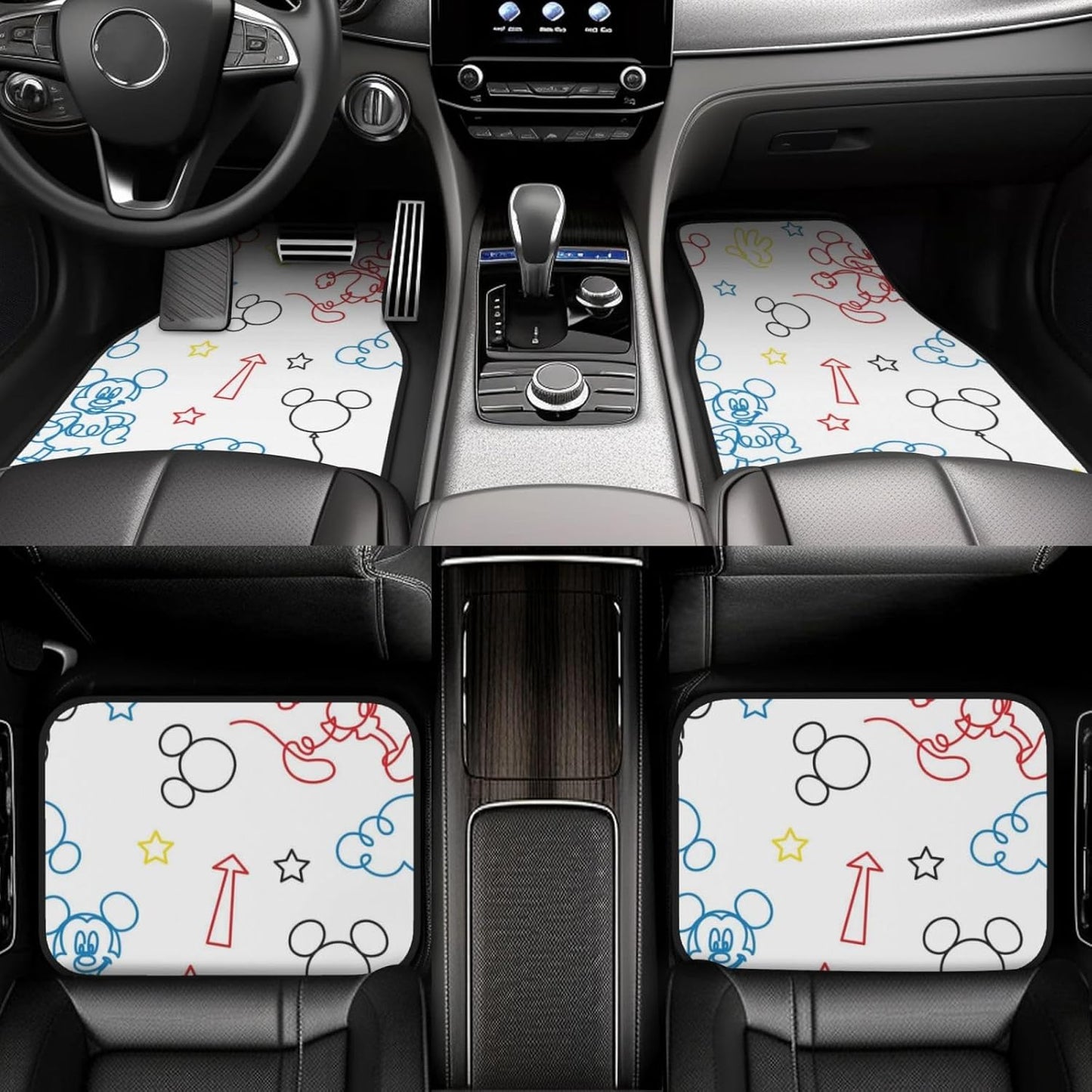 MM Car Mats DN MM Outline Star Cloud Pattern Car Floor Mats White