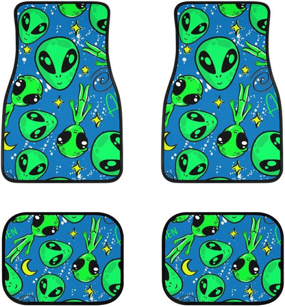 Alien Car Mats Cute Funny Alien In Space Pattern Car Floor Mats Blue Green