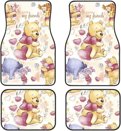 WTP Car Mats Pooh I Love My Friends Graphic Car Floor Mats Pink Yellow