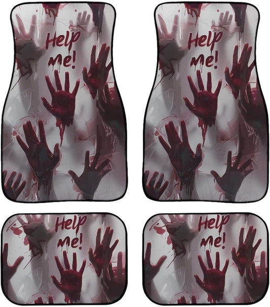 Halloween Car Mats Halloween Bloody Help Me Hands Car Floor Mats Red Gray