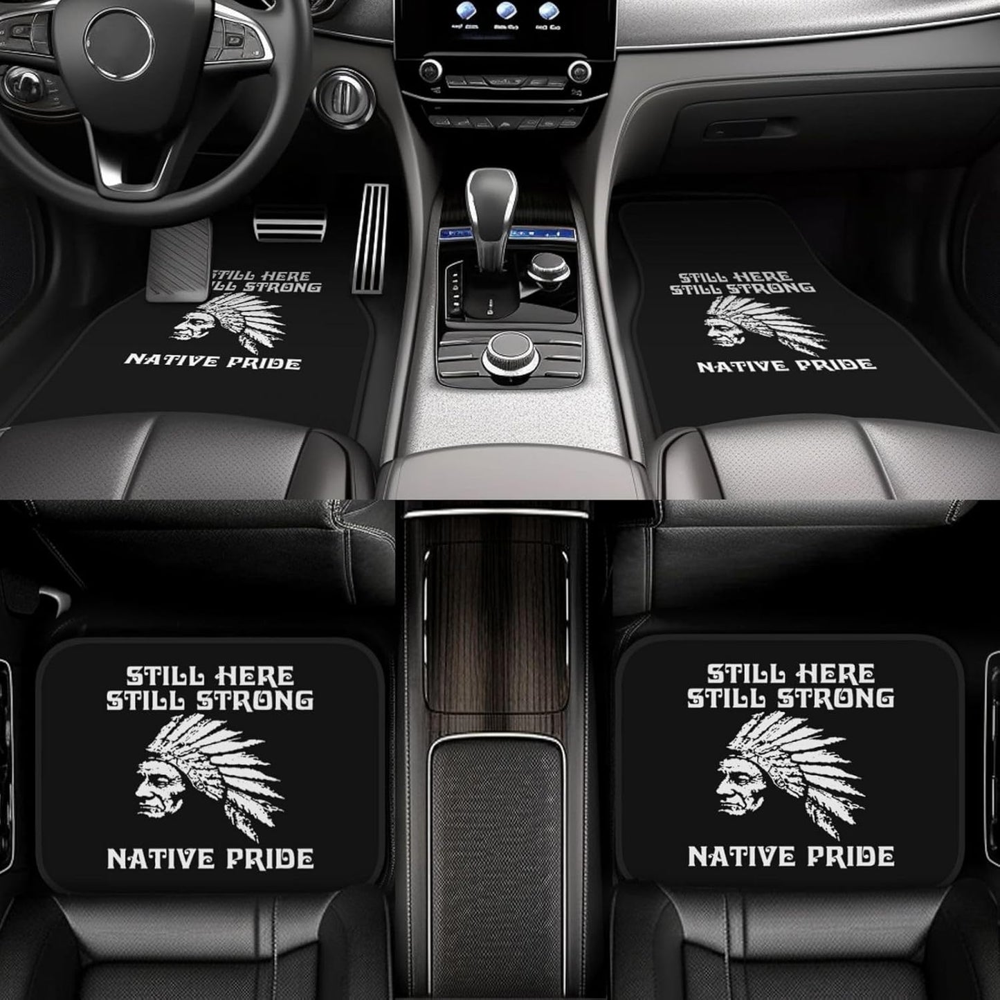 Native American Car Mats Still Here Still Strong Native Pride Car Floor Mats Black White