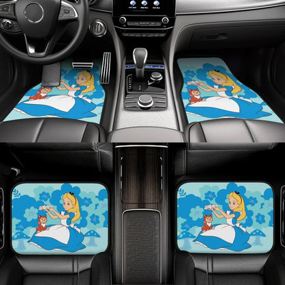 Alice In Wonderland Car Mats Alice Playing With Kitten Car Floor Mats Blue