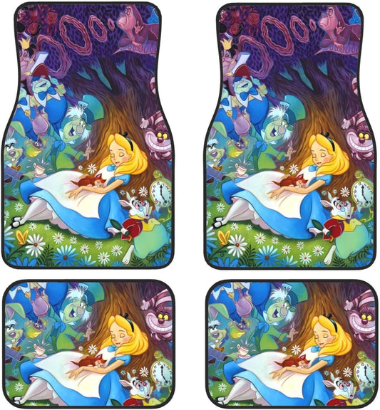 Alice In Wonderland Car Mats Alice Sleeping And Other Characters Car Floor Mats Colorful