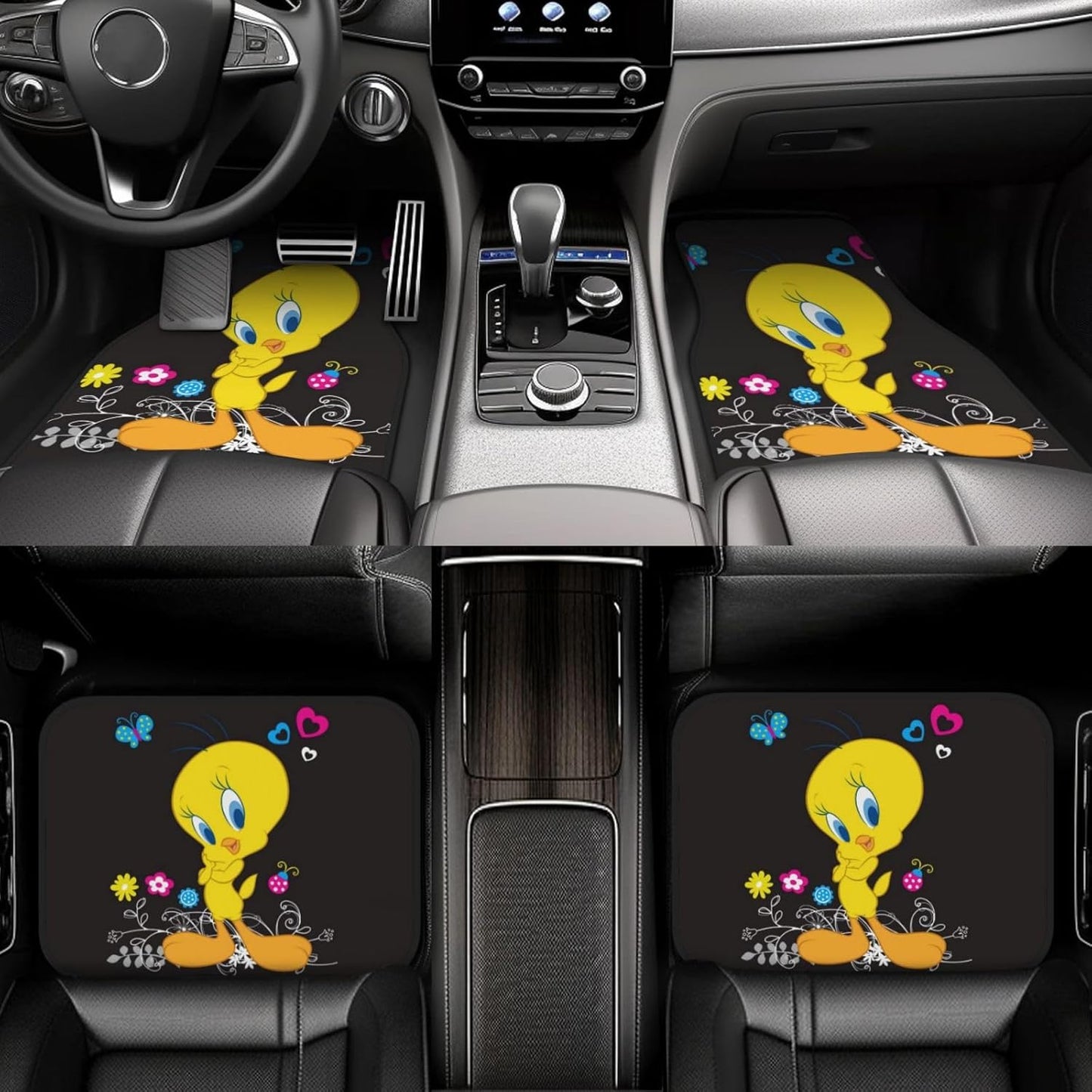 Looney Tunes Car Floor Mats Looney Tunes Cute Tweety Standing With Flower Car Mats