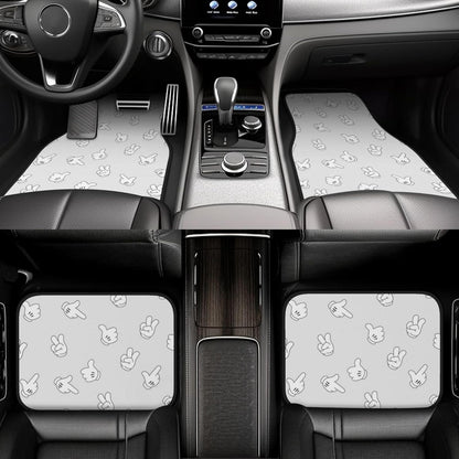 MM Car Mats DN MM Hand Glove Poses Pattern Car Floor Mats White Gray