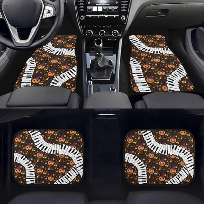 Halloween Car Mats Halloween Witch Hat Pumpkin Piano Notes Pattern Car Floor Mats Colorful