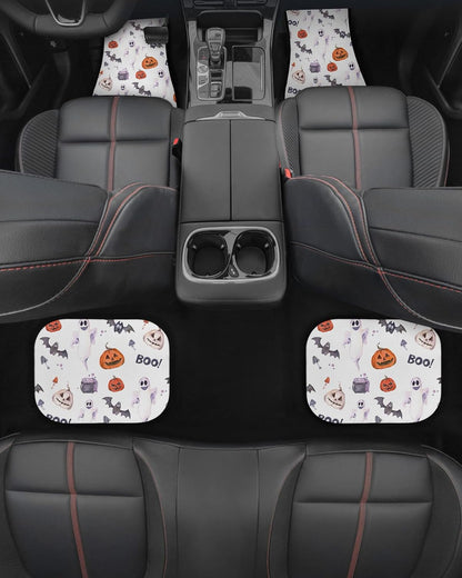 Halloween Car Mats Vintage Halloween Ghost Witch Caulron Pattern Car Floor Mats White