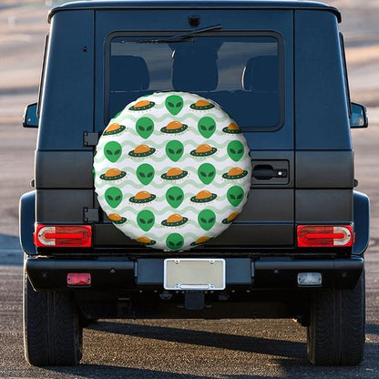 Alien Spare Tire Cover Alien And UFO Pattern Tire Covers White Green