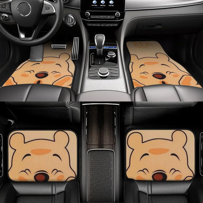 WTP Car Mats The Pooh Funny Face Graphic Car Floor Mats Yellow