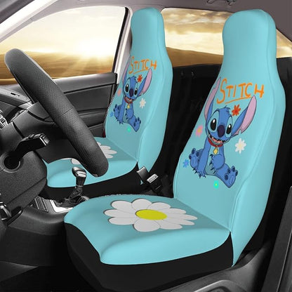 Stitch Car Seat Covers DN Stitch With Daisy Flower Seat Covers Blue